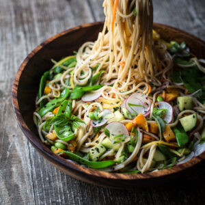 sesame noodle salad in a bowl
