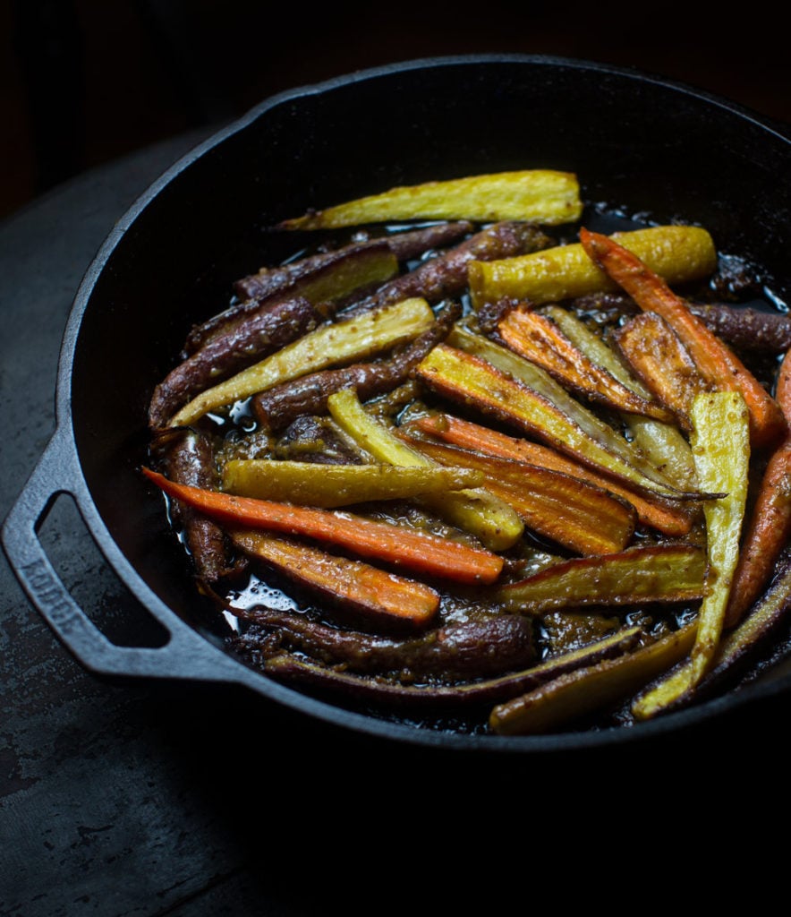 Miso Maple Mustard Glazed Carrots; delicous, tangy, sweet, sticky, and an awesome side!