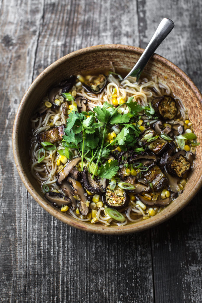 This corn ramen is bursting with buttery corn flavor. Using a powerhouse combination of herbs and spices, dried mushrooms, fresh corn on the cob.