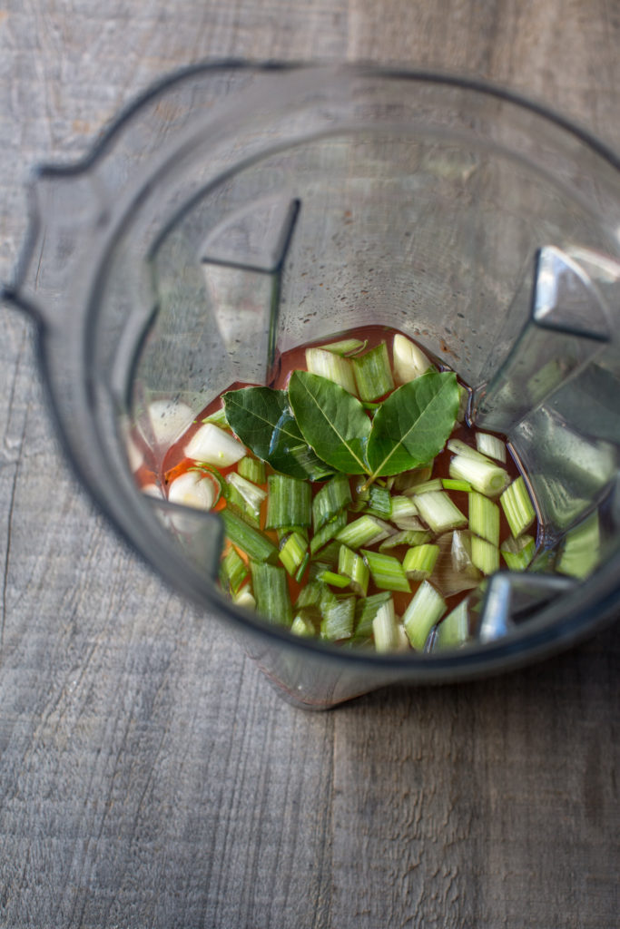 Key seasoning ingredients in a blender