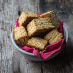 flaky garlic cheese biscuits in a serving bowl