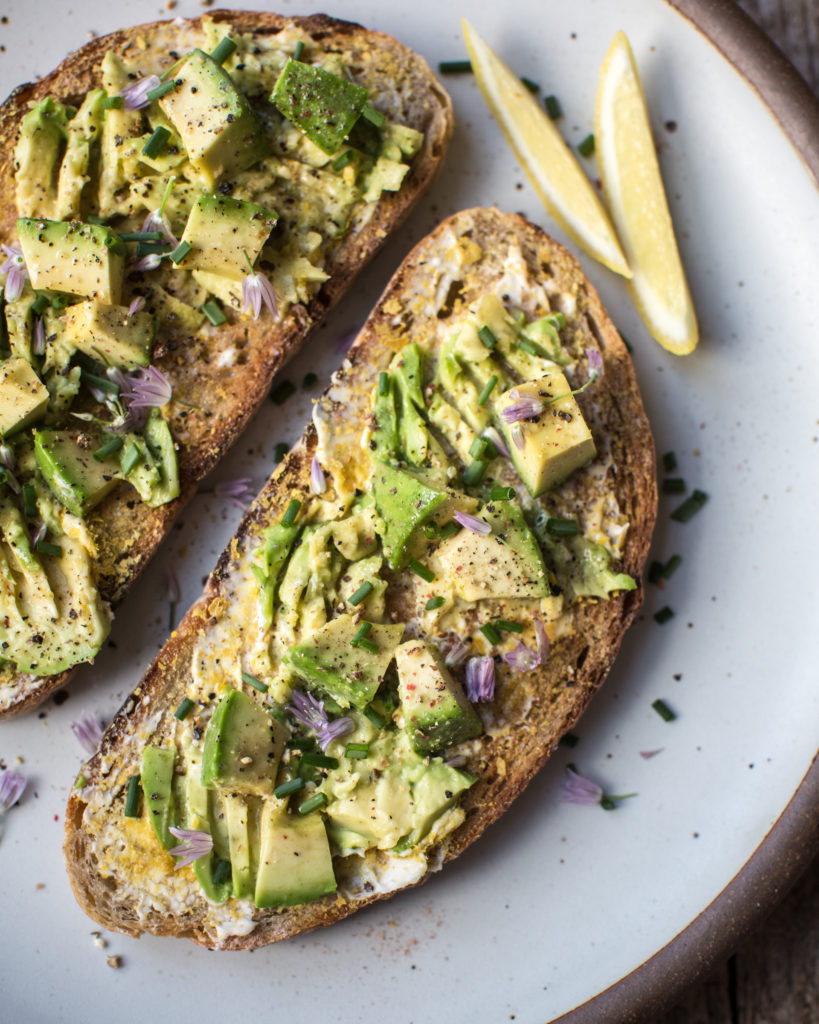 eggy avocado toast, vegan, lemons, garlic, creamy 