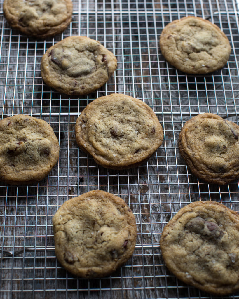 perfect vegan chocolate chip cookies, cooling rack,