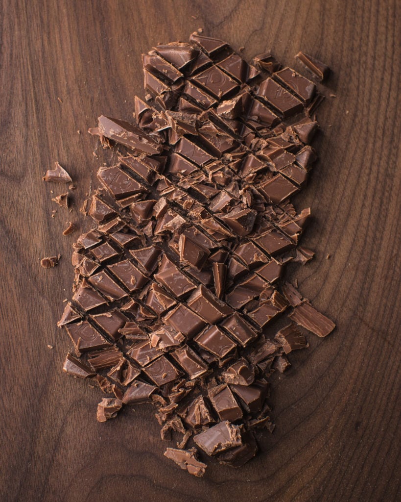 vegan chocolate bar, chopped chocolate chunks