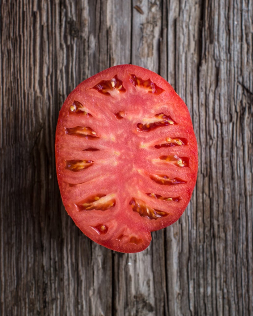heirloom tomato cut in half