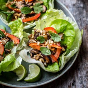 shiitake eggplant lettuce wraps