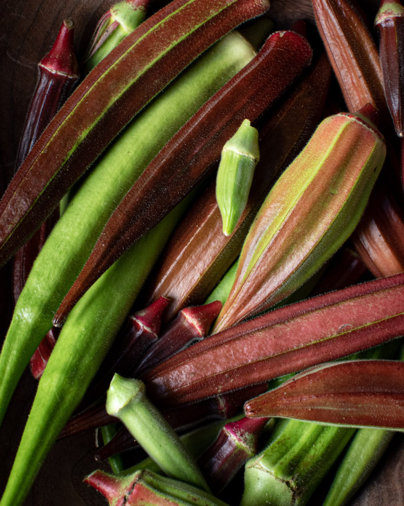 Whole pieces of okra