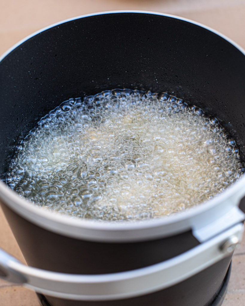 Boiling oil in a fry daddy