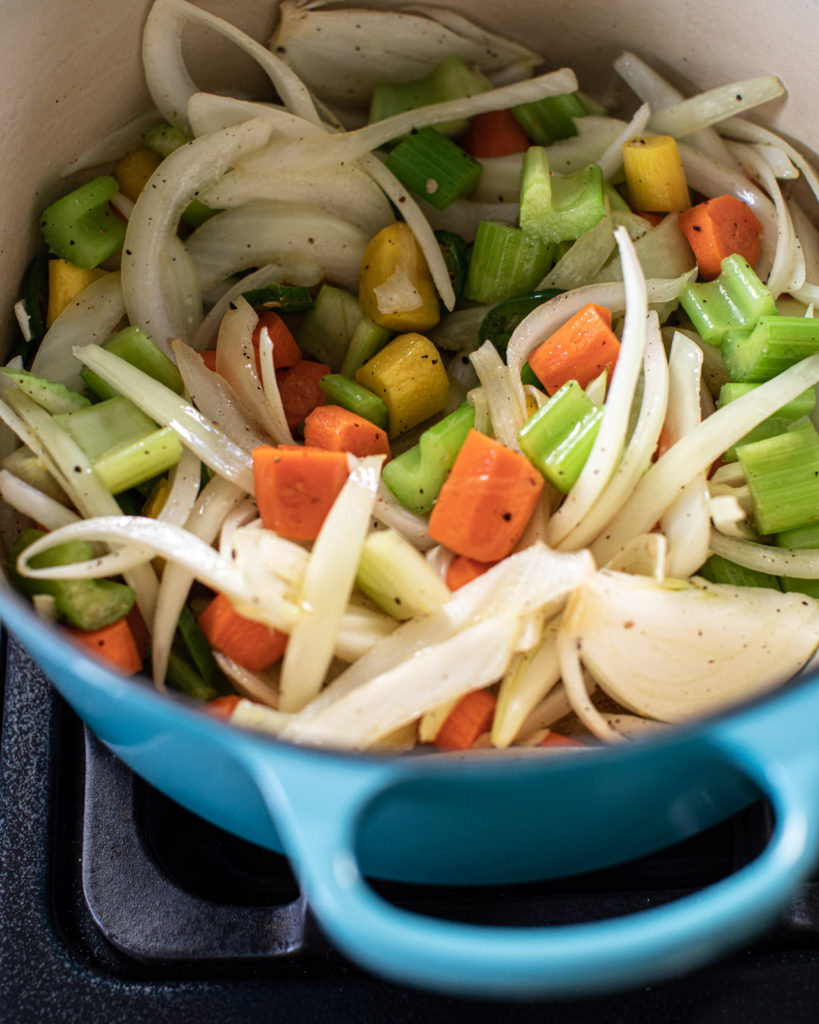 Chopped vegetables in a pot