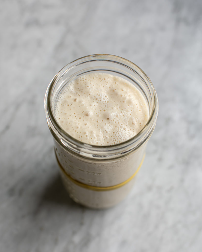 Open jar of sourdough starter