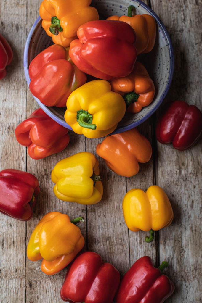 Bowl of colorful bell peppers