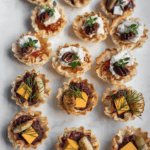 final plating of phyllo cups with different fillings