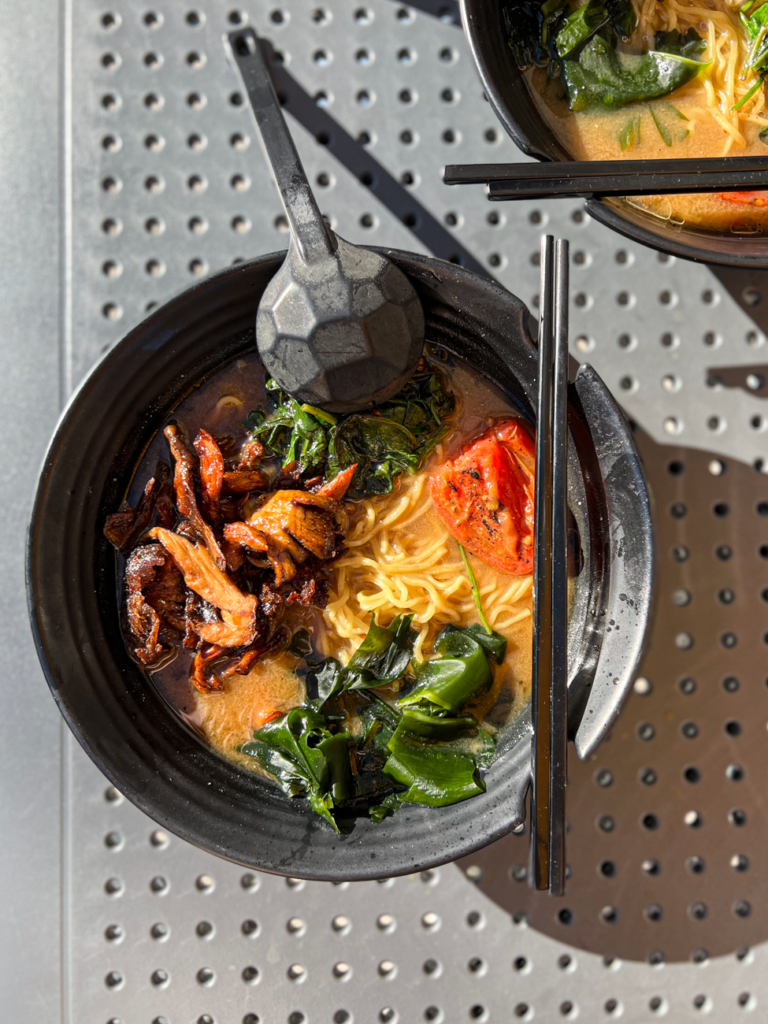 Bowl of ramen with chopsticks on the side