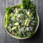 chickpea avocado salad in a bowl