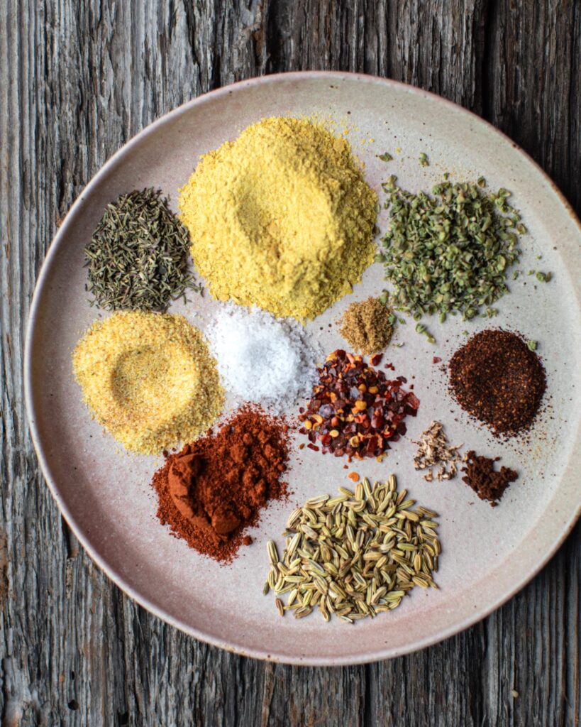 Key spices for trumpet mushroom pepperonis