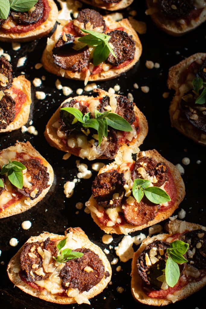 trumpet mushroom pepperoni pizza bites