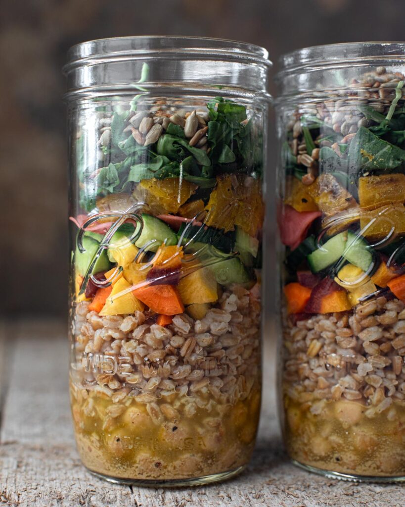 Layered grain salad