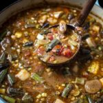 gumbo in a ladle
