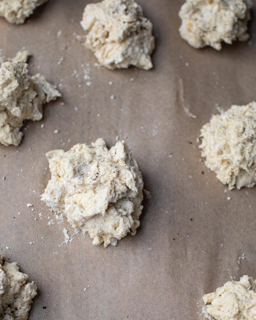 dough shaped on baking sheet