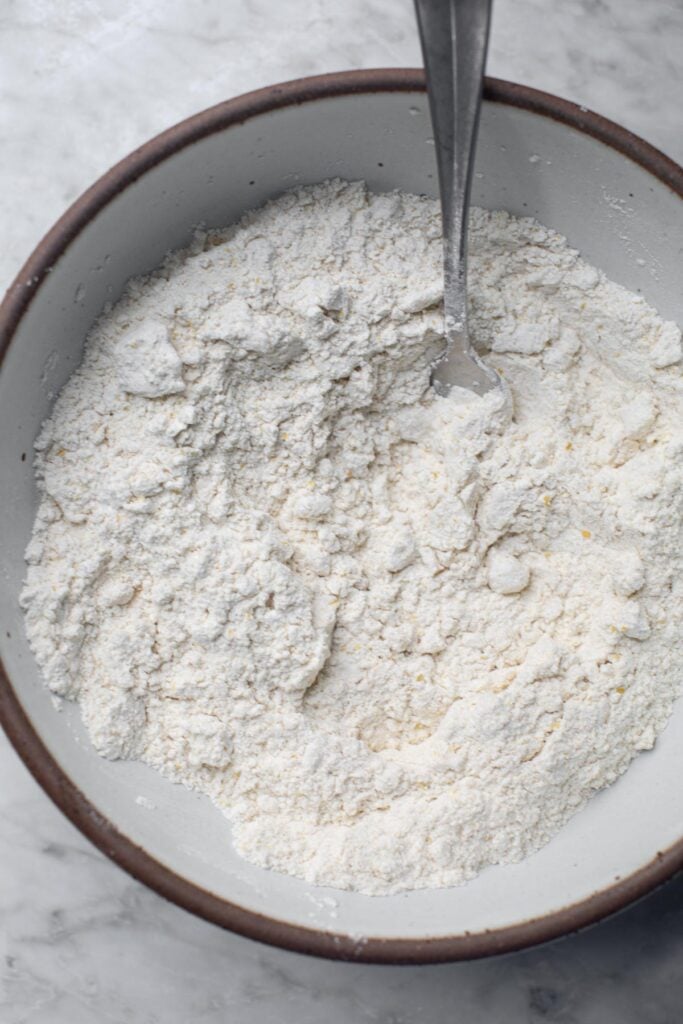 flour and fat in the mixing bowl
