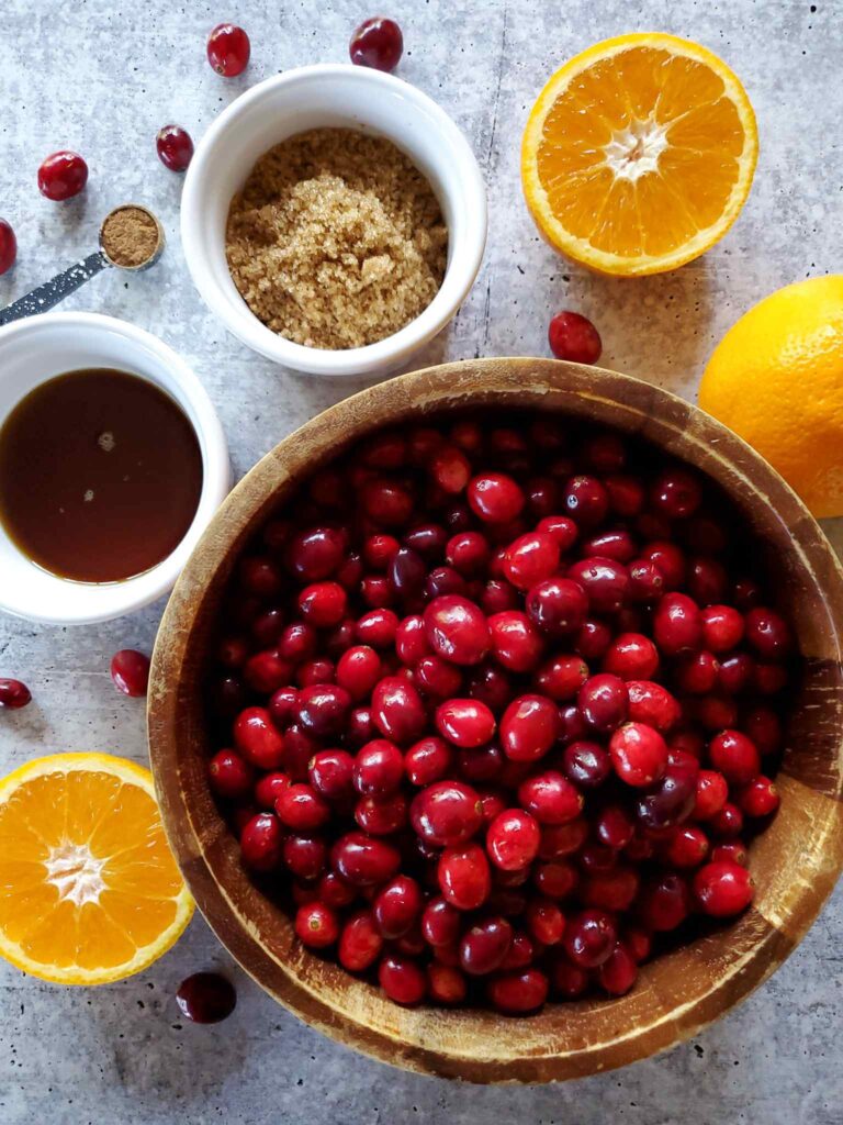 key ingredients for cranberry sauce- a vegan holiday must-try!