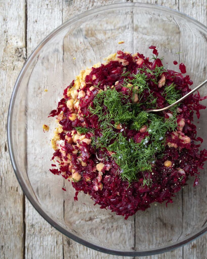 mixing the ingredients in a bowl