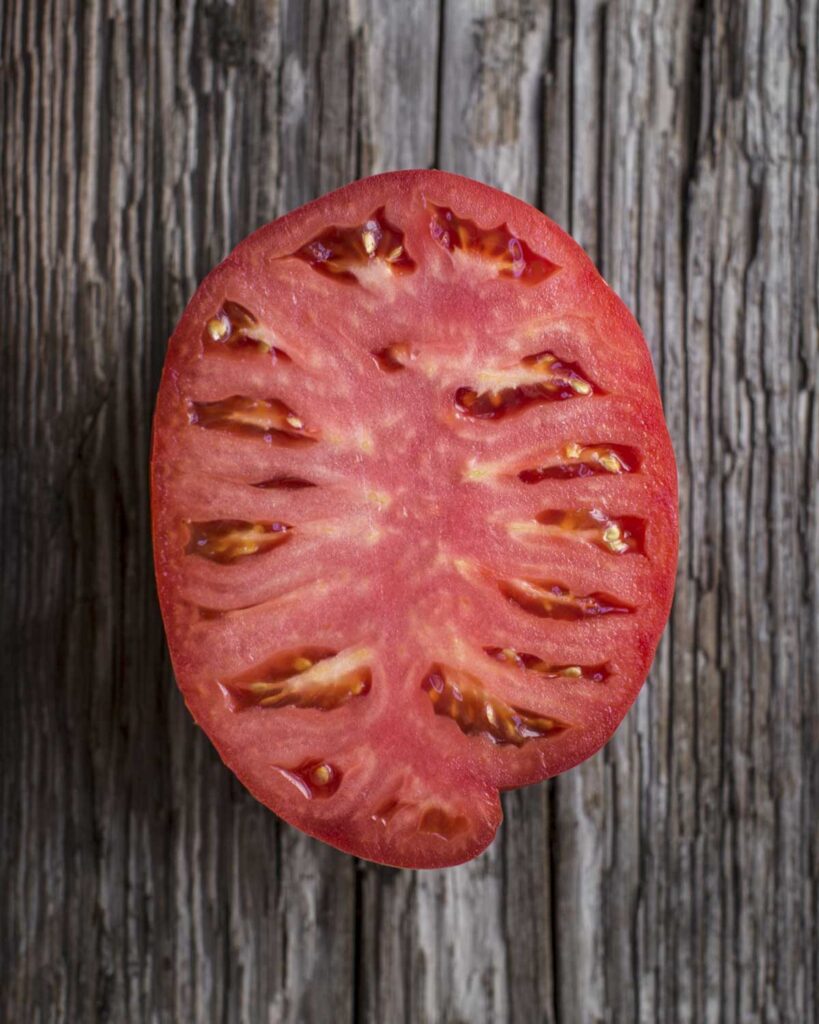 sliced tomato on a table