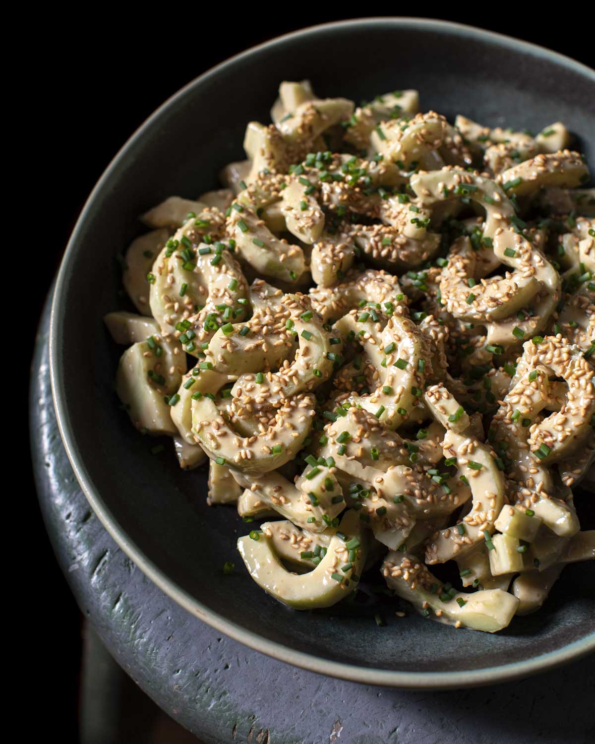 creamy cucumber salad on a plate