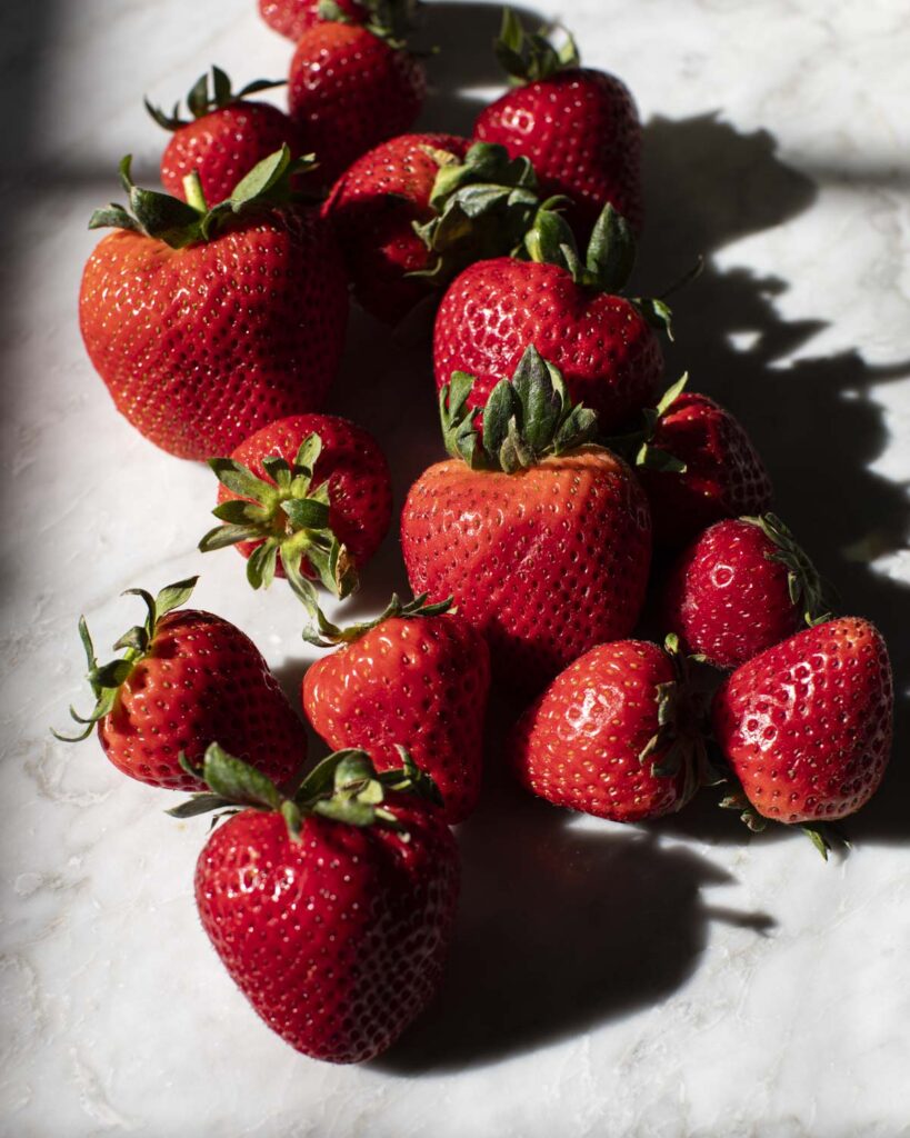 strawberries on a table