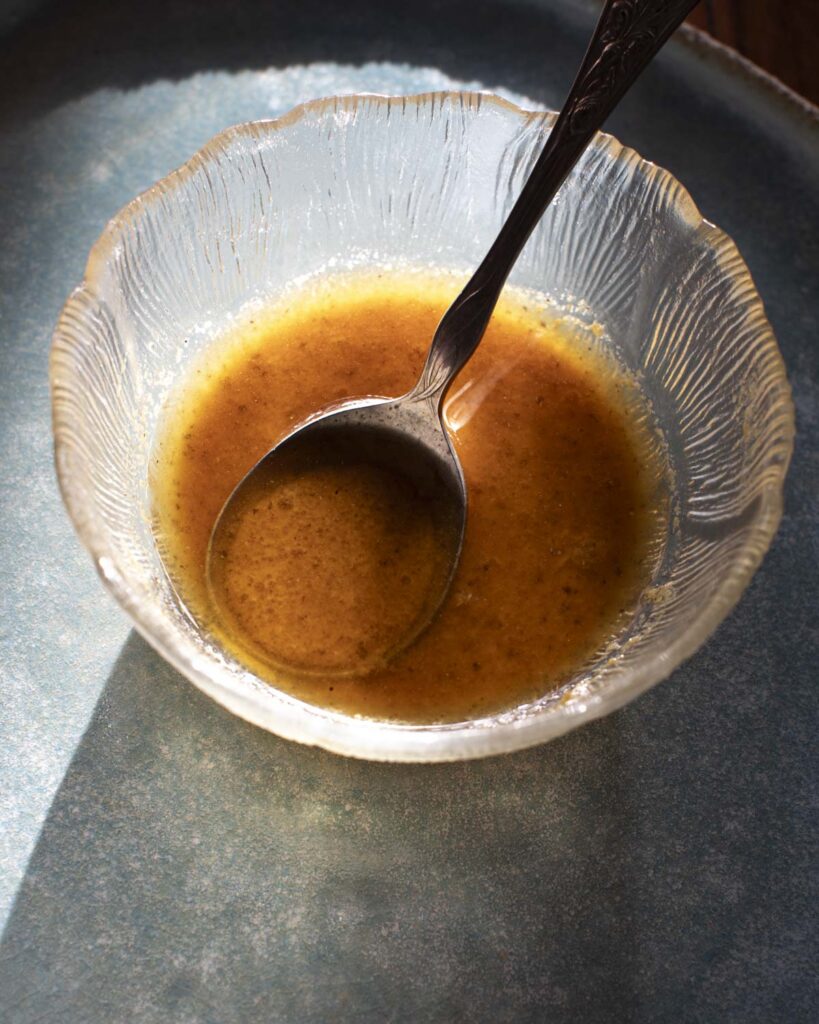 the savory dressing in a bowl