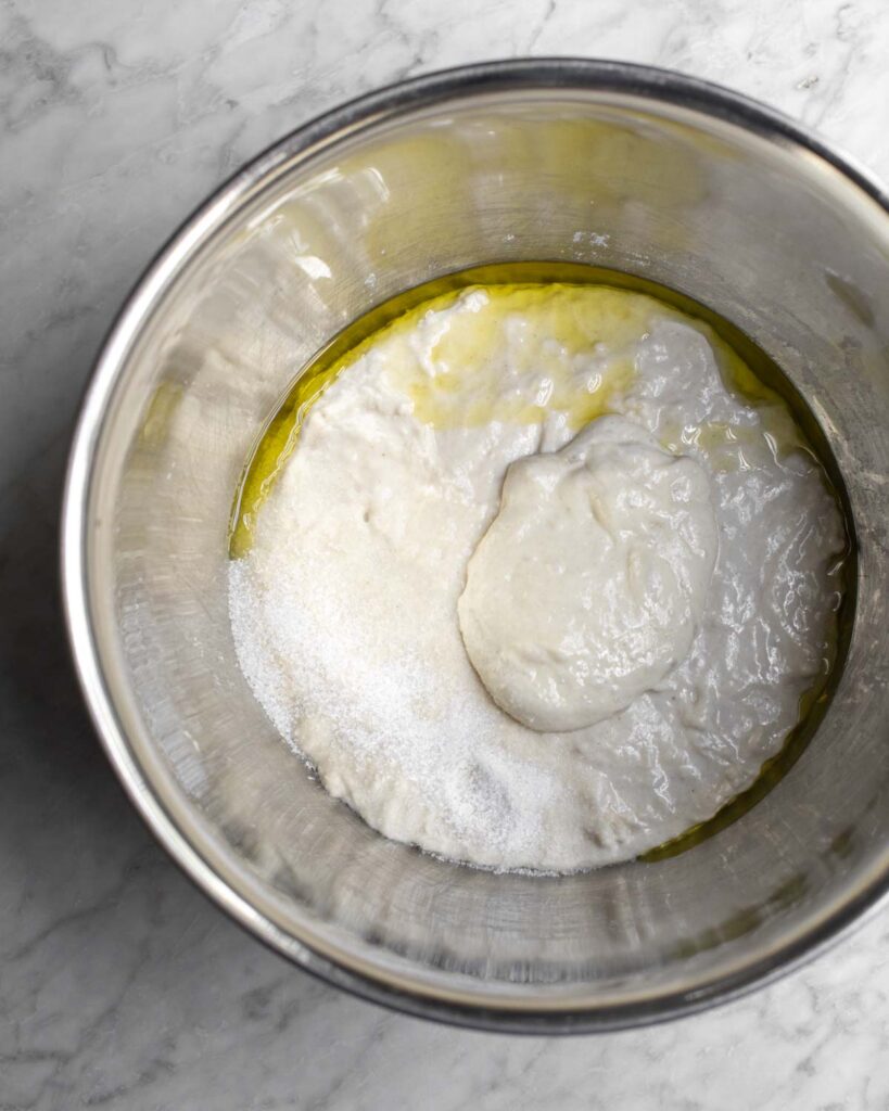 dough ingredients in a bowl