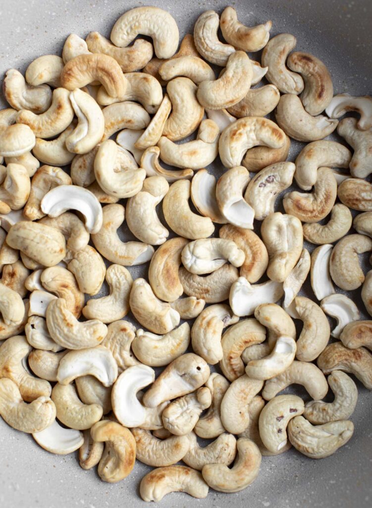 toasted cashews in a skillet