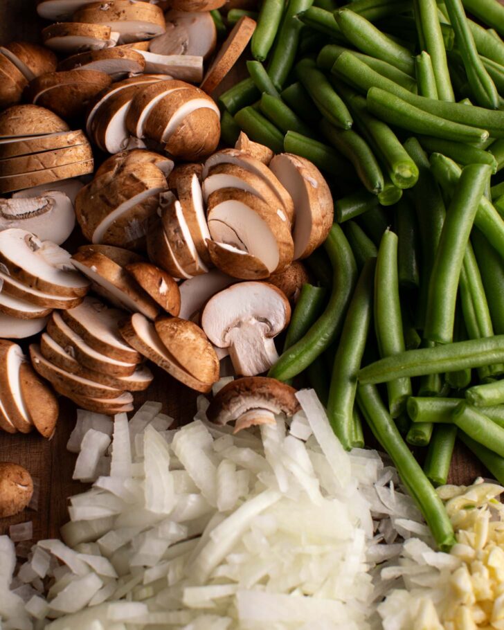 ingredients for vegan green bean casserole