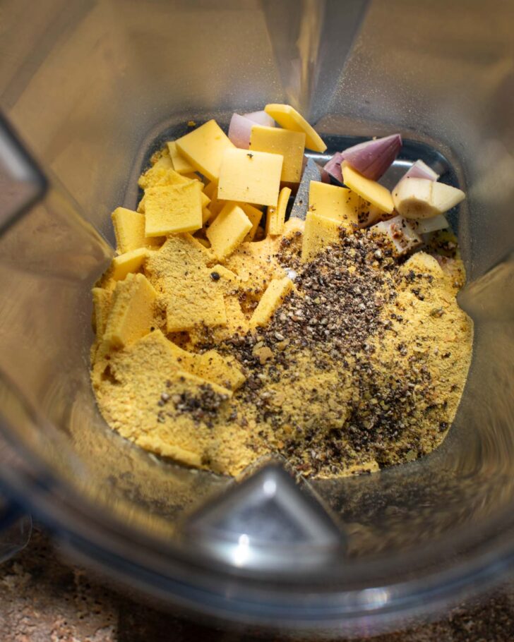 sauce ingredients in a blender