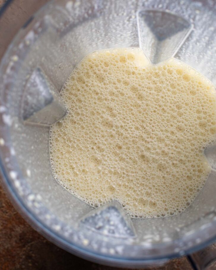 final blended sauce for the vegan mushroom carbonara