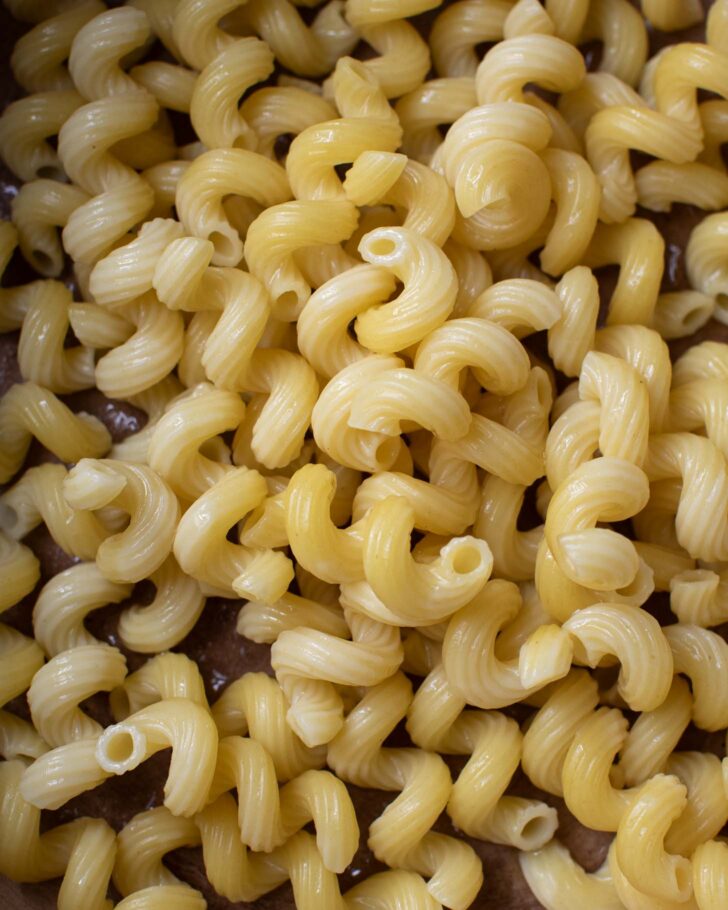 cooked pasta for final vegan minestrone