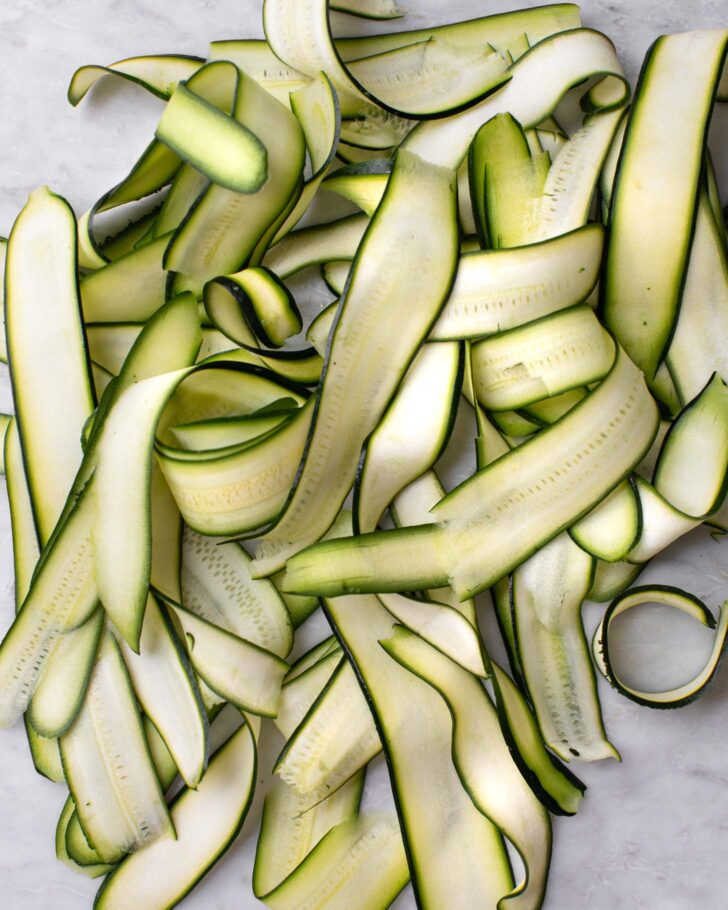 ribbons of thinly shaved zucchini
