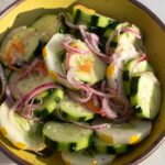 cucumber onion salad in a bowl